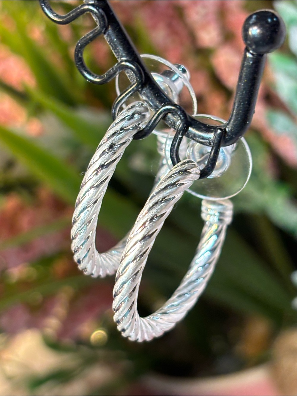 Silver Honey Twisted Rope Hoop Western Earrings - Park Lane Jewelry 1”
